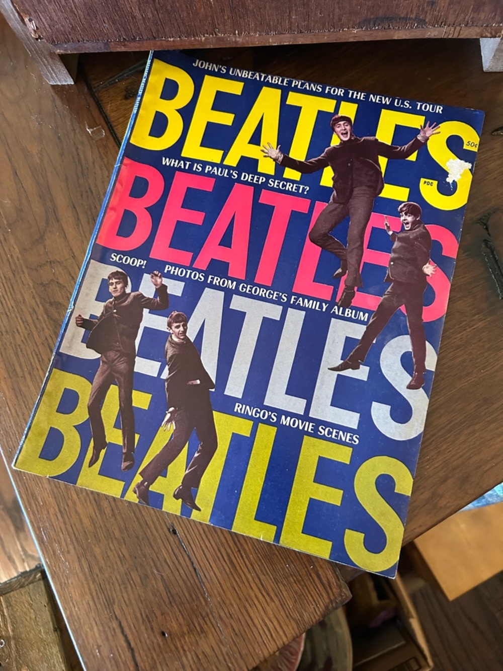 Vintage 1964 Beatles Magazine Cover - Bold Multi-Color Pop Art
